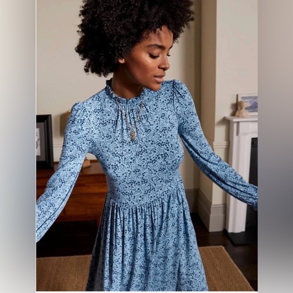 Boden Clara High Neck Long Sleeve Jersey Knit Mini Dress in size 8 Long - Picture 5 of 7